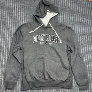 Signature Mens Bully Pulpit Hoodie Size L Gray Embroidered Collegiate Sweatshirt